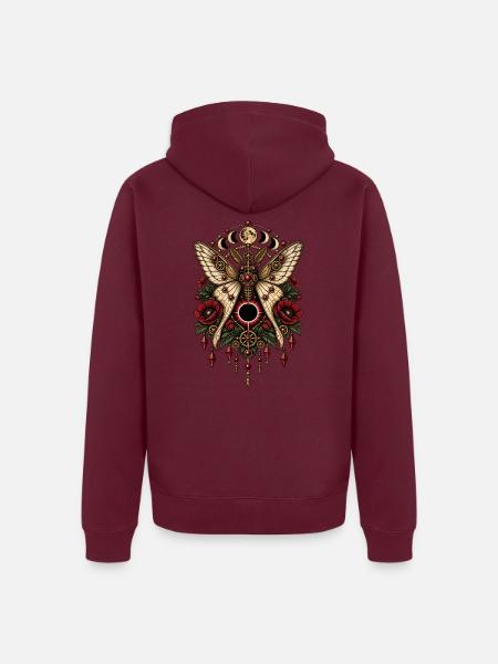 Sonnenschmetterling - Unisex Premium Bio Zip Hoodie - Burgunderrot - Hinten