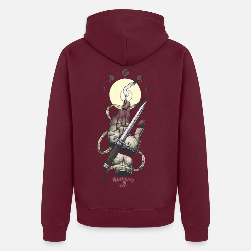 Alchemy England : main, poignards, lumière - Veste à capuche bio Premium Unisexe - bourgogne