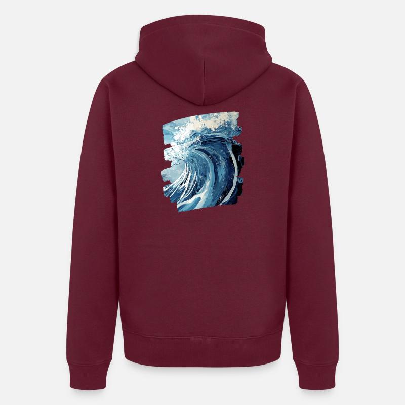 Les vagues et la mer - Veste à capuche bio Premium Unisexe - bourgogne