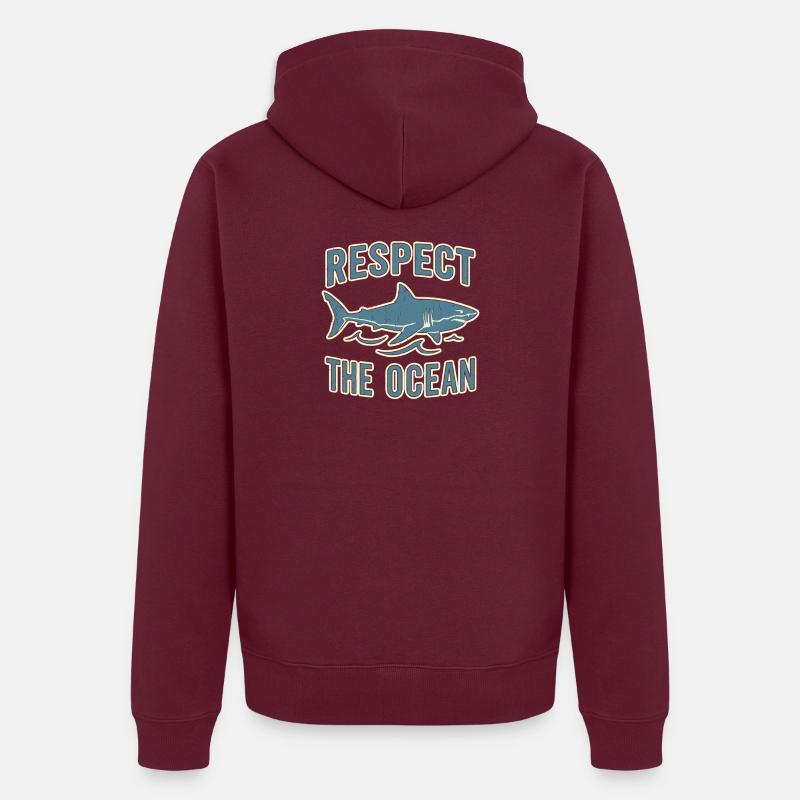 Respect The Ocean Conservation des requins vintés Veste à capuche bio Premium Unisexe