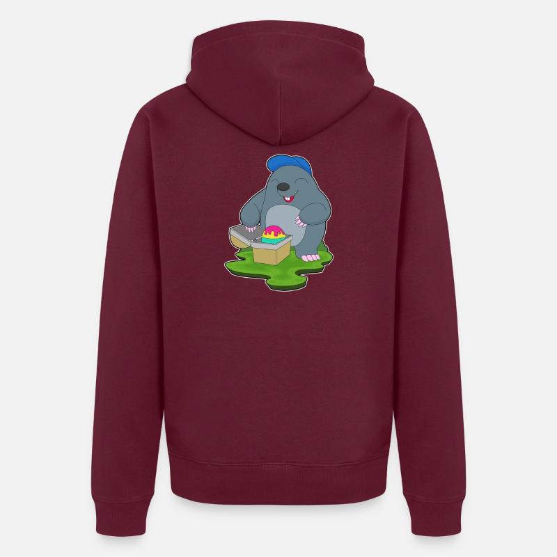 Mole Easter Easter Egg - Unisex Premium Organic Zip Hoodie - burgundy
