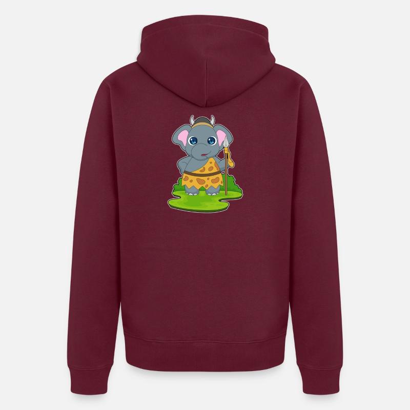 Elephant Warrior Spear Unisex Premium Organic Zip Hoodie