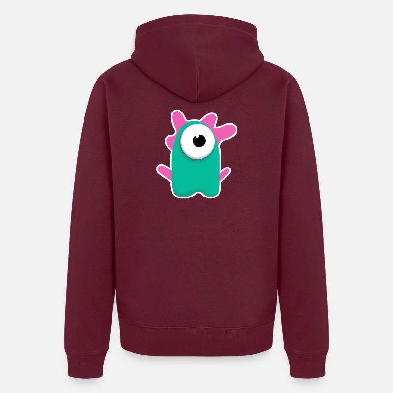 Cyclope turquoise mignon | Monstre rose drôle Veste à capuche bio Premium Unisexe