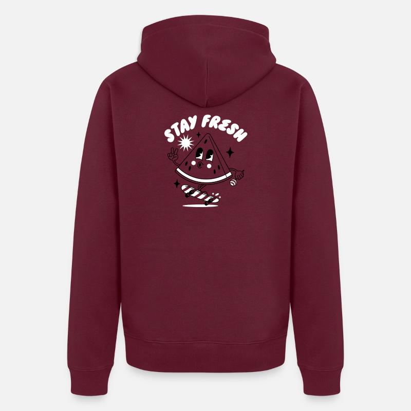 Visage enjoué avec message « Stay Fresh » - Veste à capuche bio Premium Unisexe - bourgogne