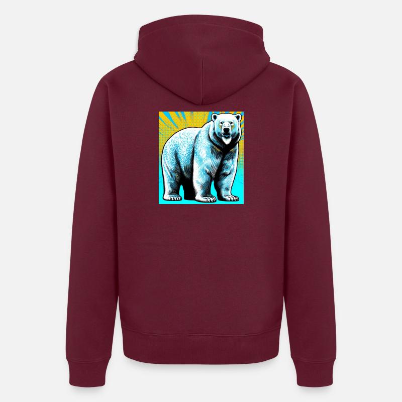 ours blanc - Veste à capuche bio Premium Unisexe - bourgogne