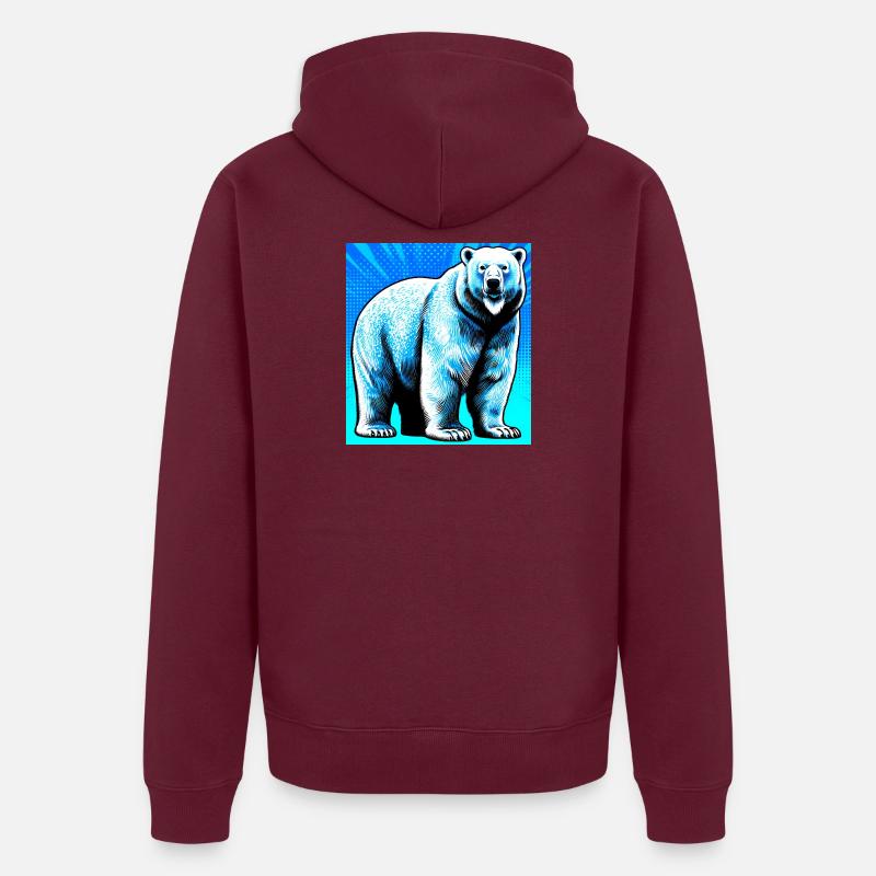 ours blanc - Veste à capuche bio Premium Unisexe - bourgogne
