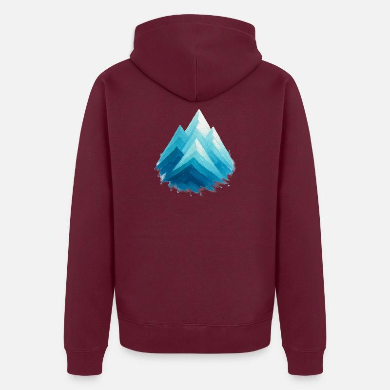 Sommets enneigés bleus aquarelle ski freeride - Veste à capuche bio Premium Unisexe - bourgogne