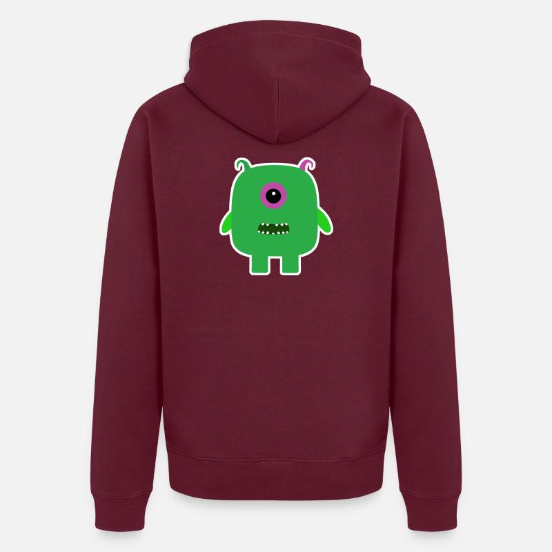 Monstre Cyclope Vert | Extraterrestre carré mignon Veste à capuche bio Premium Unisexe