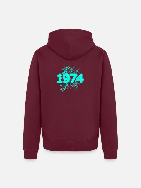 Jahreszahl 1974 - Unisex Premium Bio Zip Hoodie - Burgunderrot