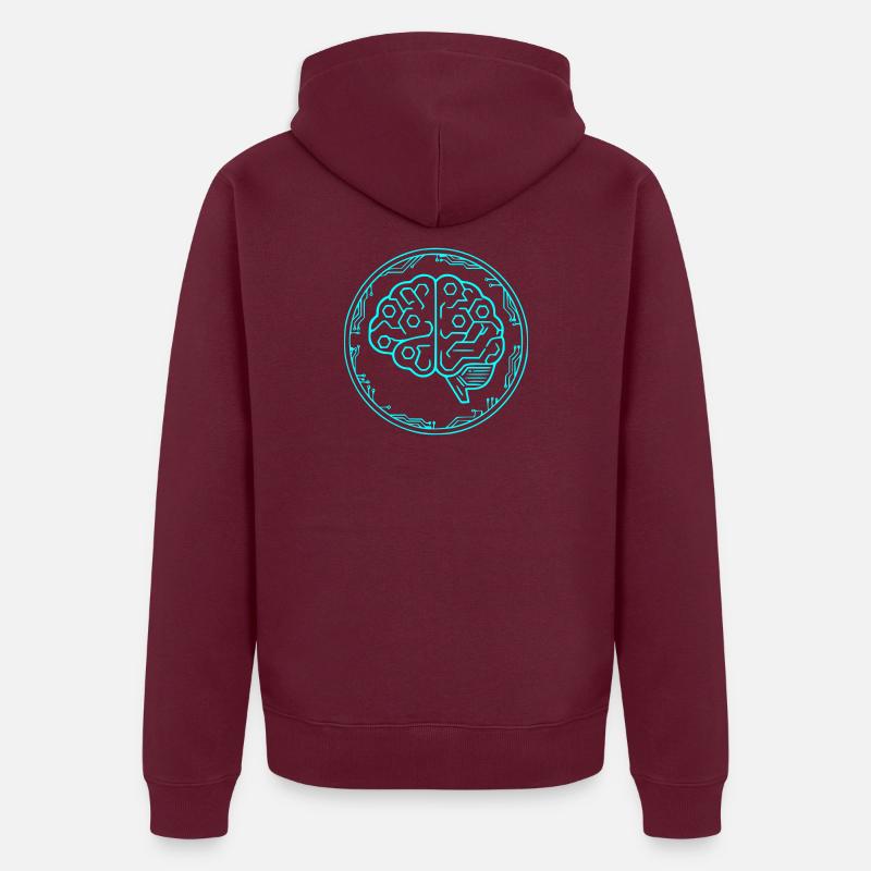 Cyber Gehirn AI Tech Circuit Vektor Unisex Premium Bio Zip Hoodie