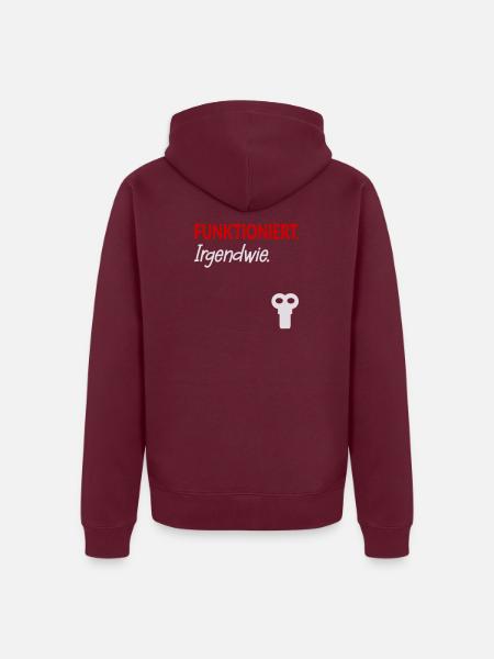 Aufziehschlüssel Funktionieren Stress - Unisex Premium Bio Zip Hoodie - Burgunderrot
