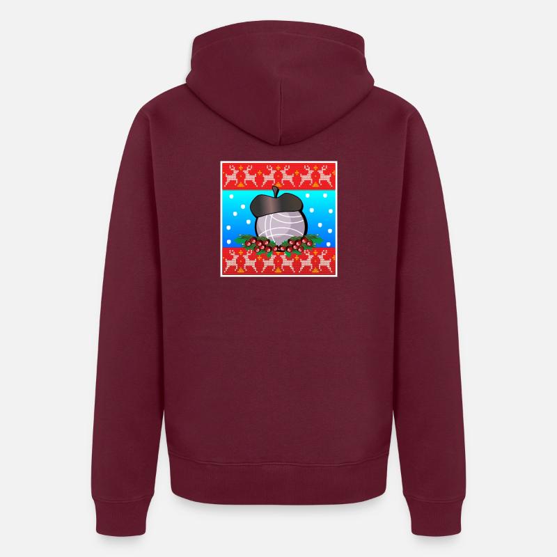 Joyeux Noël - HIVER Pétanque - BOULE - Veste à capuche bio Premium Unisexe - bourgogne