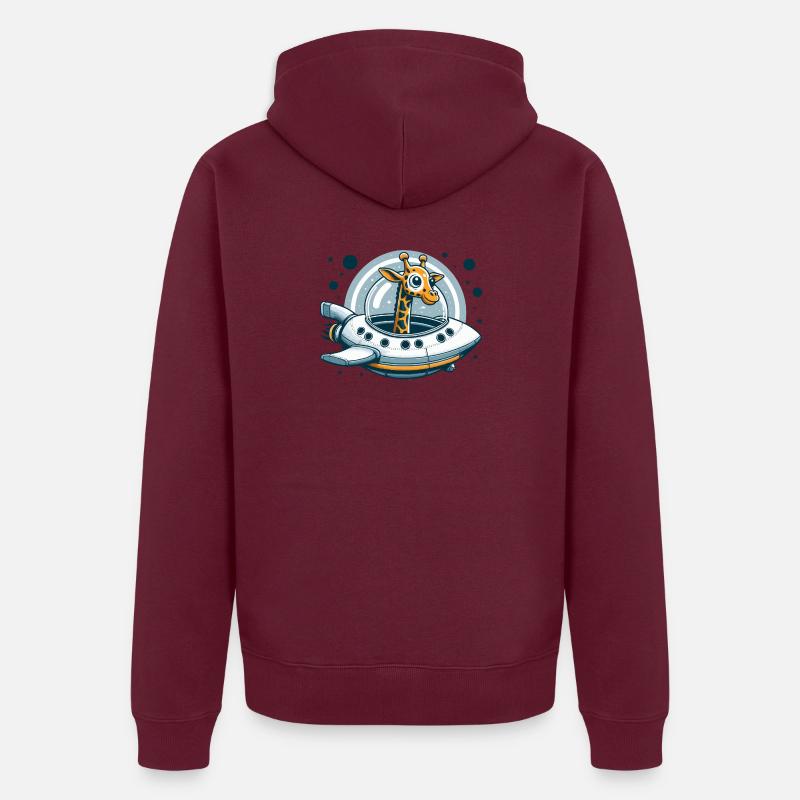 Aventure spatiale de girafe - Veste à capuche bio Premium Unisexe - bourgogne