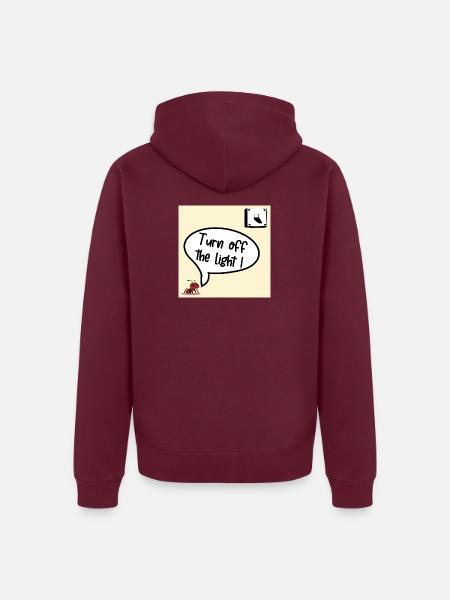 Mach das Licht aus - Unisex Premium Bio Zip Hoodie - Burgunderrot - Hinten