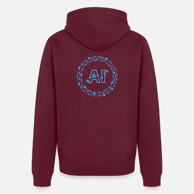 Futuristic AI Data Network Symbol - Unisex Premium Organic Zip Hoodie - burgundy