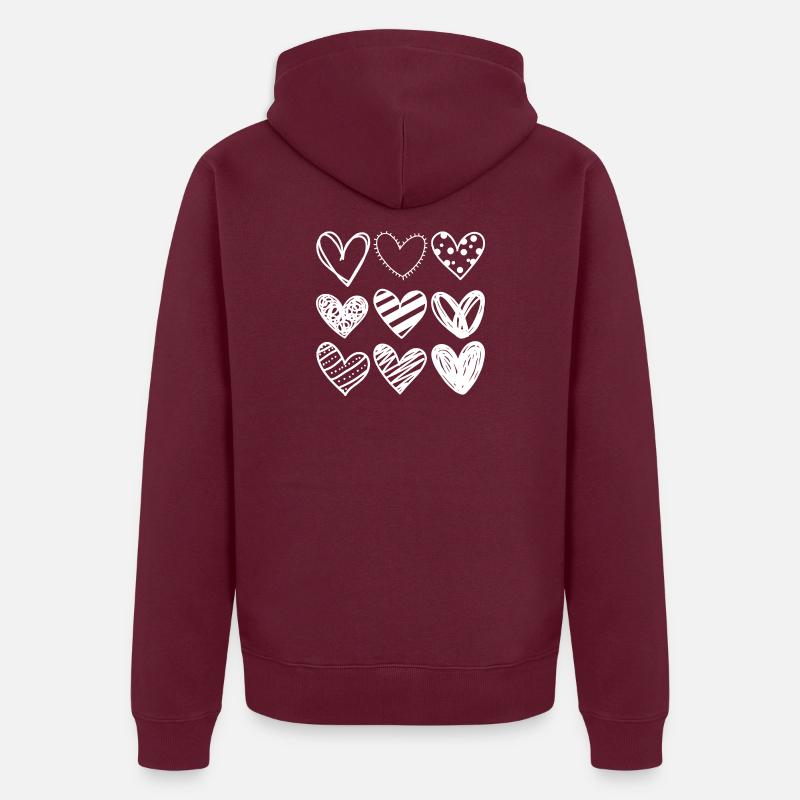 Doodle Hearts Sketchset - Veste à capuche bio Premium Unisexe - bourgogne