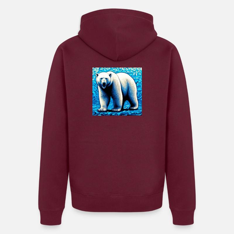 ours blanc - Veste à capuche bio Premium Unisexe - bourgogne