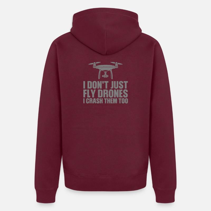 Drone with Humorous Crash Message Unisex Premium Organic Zip Hoodie