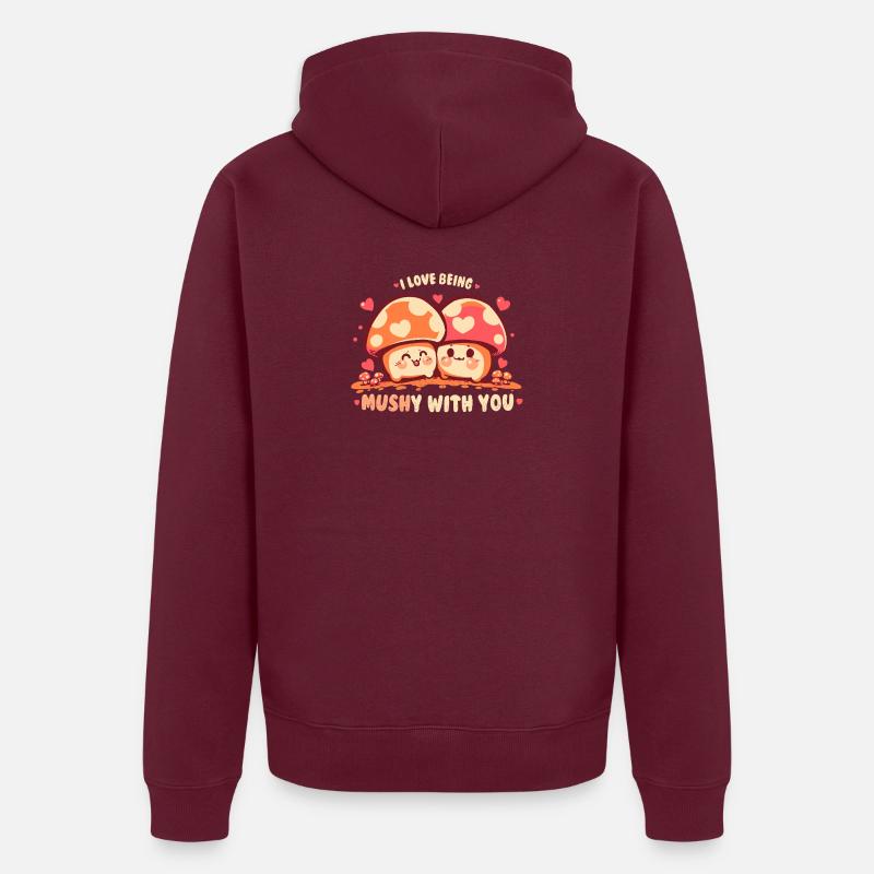 Mit dir MUSHy sein - Unisex Premium Bio Zip Hoodie - Burgunderrot