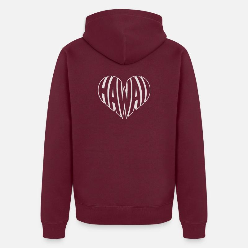 Hawaii, Hawaii Angular Heart Typo Unisex Premium Organic Zip Hoodie