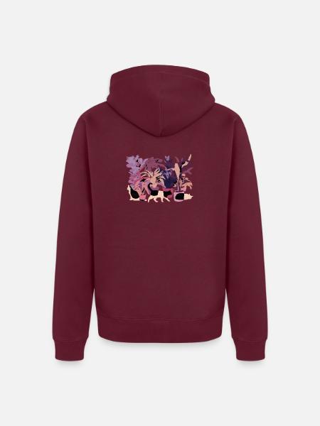 KATZEN UND PFLANZEN - Unisex Premium Bio Zip Hoodie - Burgunderrot