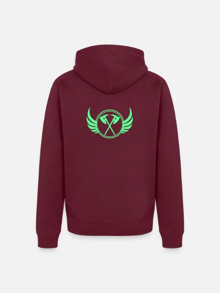 Axtflügel Emblem - Unisex Premium Bio Zip Hoodie - Burgunderrot - Hinten