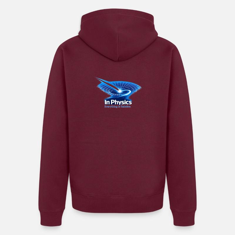 Tout est relatif – En conception physique - Veste à capuche bio Premium Unisexe - bourgogne