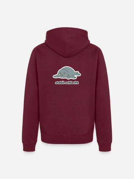 stabil schlecht – Robbe Meme - Unisex Premium Bio Zip Hoodie - Burgunderrot - Hinten