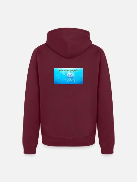 Blas einen Kuss Qualle - Unisex Premium Bio Zip Hoodie - Burgunderrot - Hinten