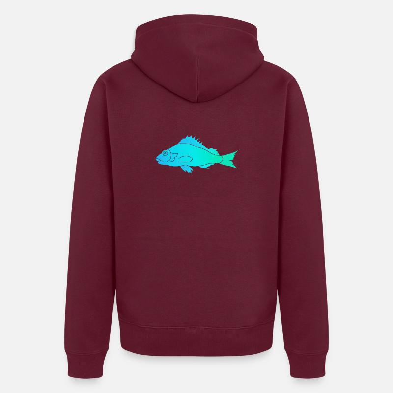 Fisch mit Zackenflosse Unisex Premium Bio Zip Hoodie