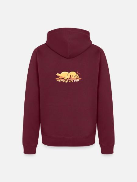 Morgens sind Wuff - Unisex Premium Bio Zip Hoodie - Burgunderrot