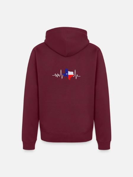 Texas Herzschlag Flagge - Unisex Premium Bio Zip Hoodie - Burgunderrot