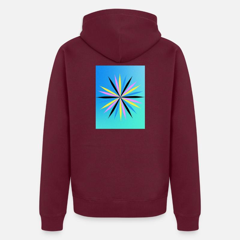 Lebendiges geometrisches Starburst-Design Unisex Premium Bio Zip Hoodie
