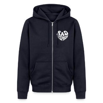 Rad Stepmom – Vintage Heart (Custom Color) - Unisex Premium Bio Zip Hoodie - Navy - Vorne - Nico (187cm) & Julia (174cm)