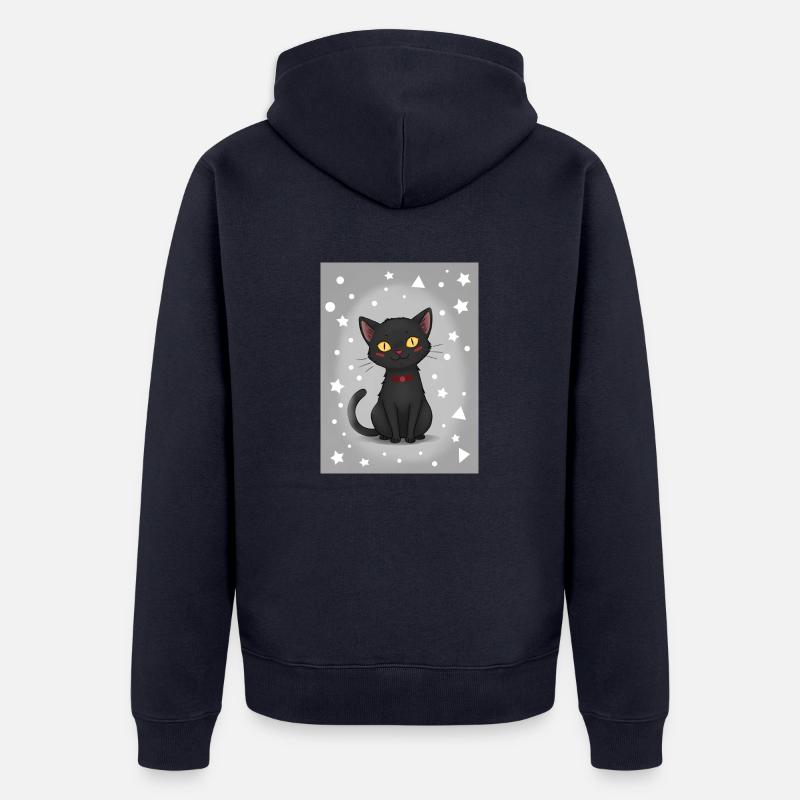 Chaton de dessin animé mignon - Veste à capuche bio Premium Unisexe - bleu marine