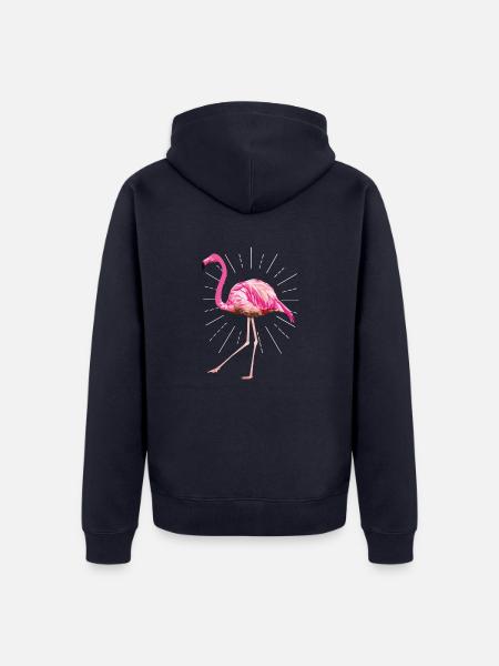 Flamingo Poly Strahlen pink rosa Vogel Sommer - Unisex Premium Bio Zip Hoodie - Navy