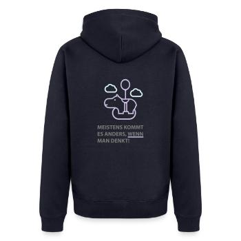 Flying Hippo.ai - Unisex Premium Bio Zip Hoodie - Navy - Hinten - Nico (187cm)