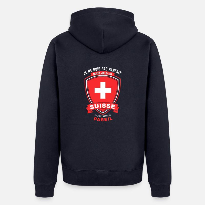 SUISSE et presque parfait - Veste à capuche bio Premium Unisexe - bleu marine