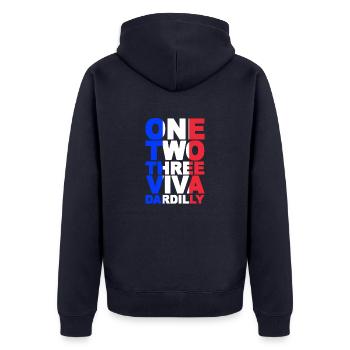 ONE TWO THREE VIVA DARDILLY - Veste à capuche bio Premium Unisexe - bleu marine - Dos - Nico (187cm)