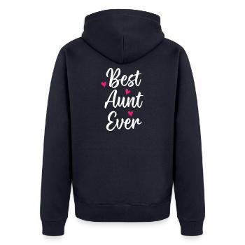 Beste Tante aller Zeiten - Unisex Premium Bio Zip Hoodie - Navy - Hinten - Nico (187cm)