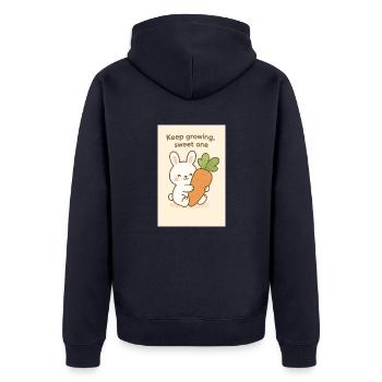 Kawaii Bunny Hugging Giant Carrot - Unisex Premium Organic Zip Hoodie - navy - Back - Nico (187cm)