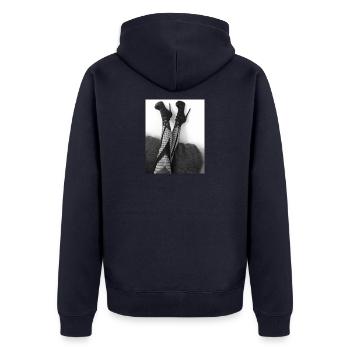 7E6FB826 AD47 4463 A545 90E6508F6BF1 - Unisex Premium Bio Zip Hoodie - Navy - Hinten - Nico (187cm)