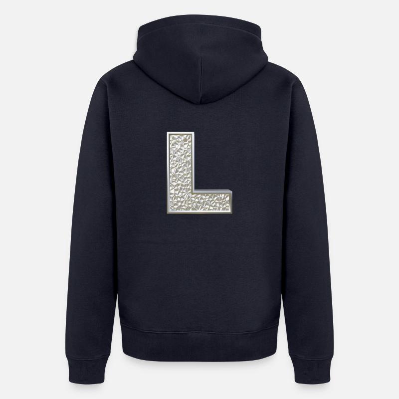 L, lettre, initiale, monogramme, - Veste à capuche bio Premium Unisexe - bleu marine
