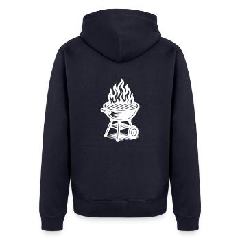 Grill Fire Grilling - Unisex Premium Organic Zip Hoodie - navy - Back - Nico (187cm)