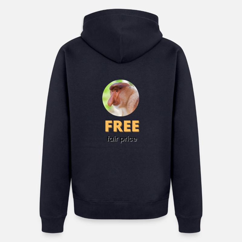 Prix juste gratuit | Texte noir - Veste à capuche bio Premium Unisexe - bleu marine
