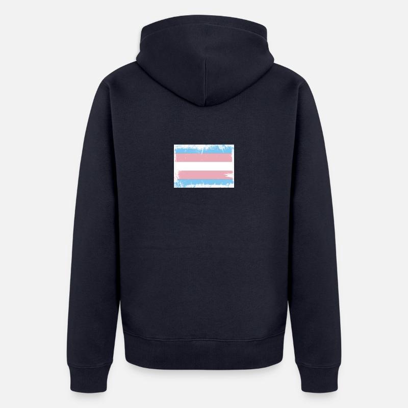 Drapeau de la fierté trans - Veste à capuche bio Premium Unisexe - bleu marine