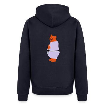 Taekwondo Bär - Unisex Premium Bio Zip Hoodie - Navy - Hinten - Nico (187cm)