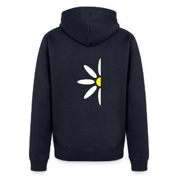 Petite Marguerite Demi Fleur Blanc Décoratif Belle - Veste à capuche bio Premium Unisexe - bleu marine - Dos - Nico (187cm)