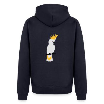 Kakadu Papagei - Unisex Premium Bio Zip Hoodie - Navy - Hinten - Nico (187cm)