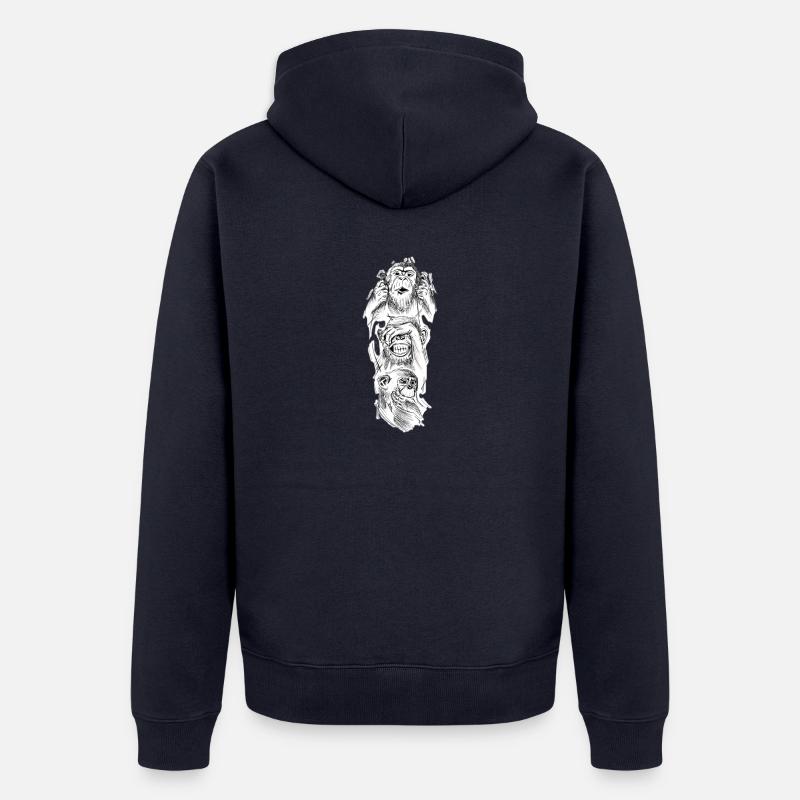 Trois singes - Veste à capuche bio Premium Unisexe - bleu marine